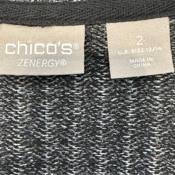 Chico’s Zenergy Black Gray Zip Front Activewear Jacket Women’s Size 2 L 12/14 - Picture 5 of 7